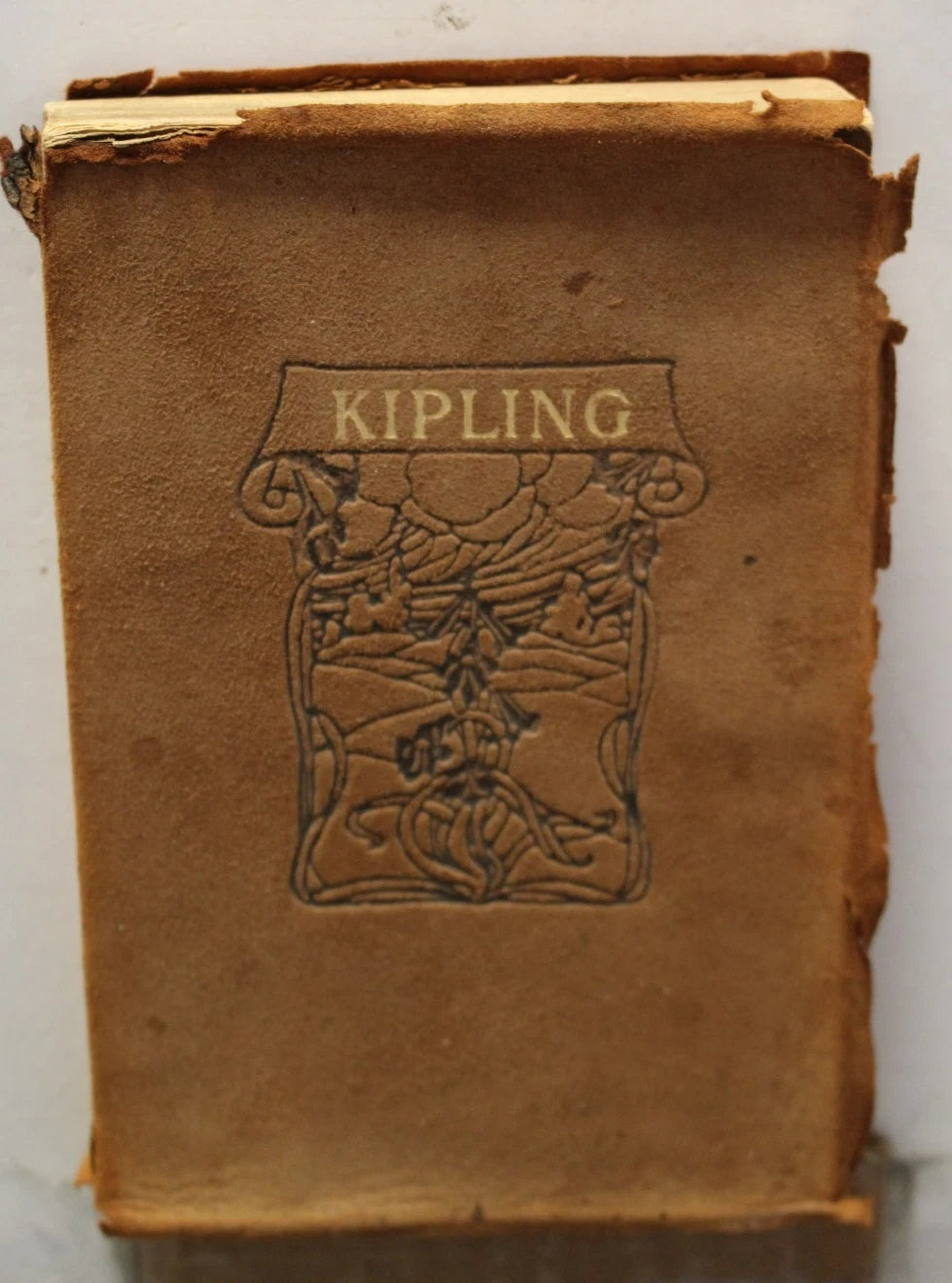 1899 The Poems of Rudyard Kipling – Antique Suede Leather Book, T.Y. Crowell & Co
