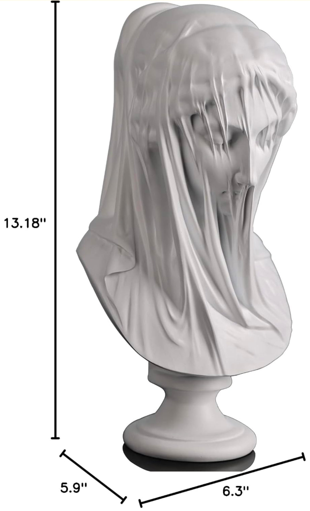 Veiled Lady Bust Statue White Marble Look Sculpture Classical Greek Roman Home Decor