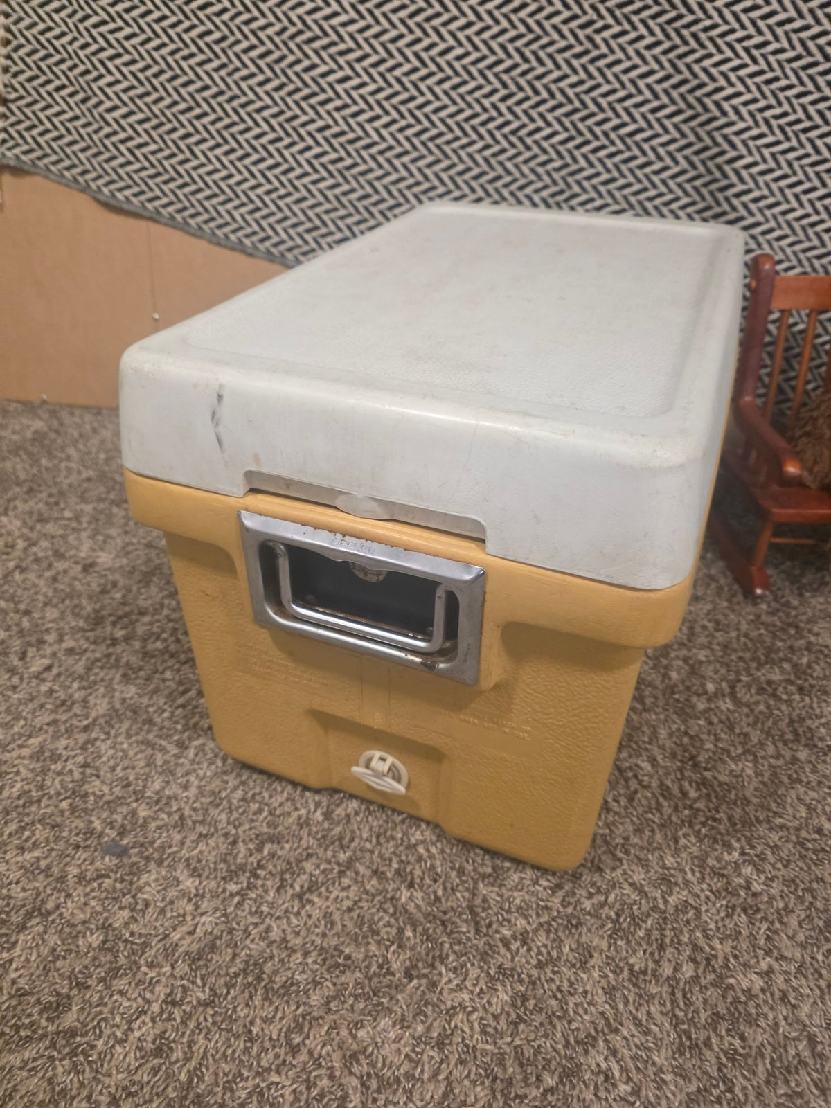 Vintage Coleman Cooler • Mustard Yellow & White Ice Chest • Metal Latch • Retro Camping Cooler - Workshop & Study