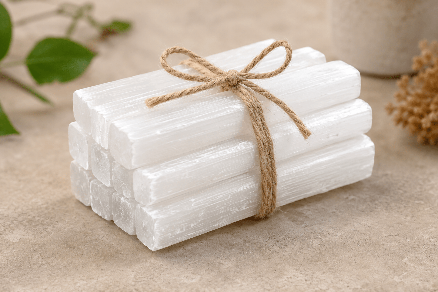 10-Piece Natural Selenite Crystal Stick Bundle (4") – Gift Ready - Workshop & Study