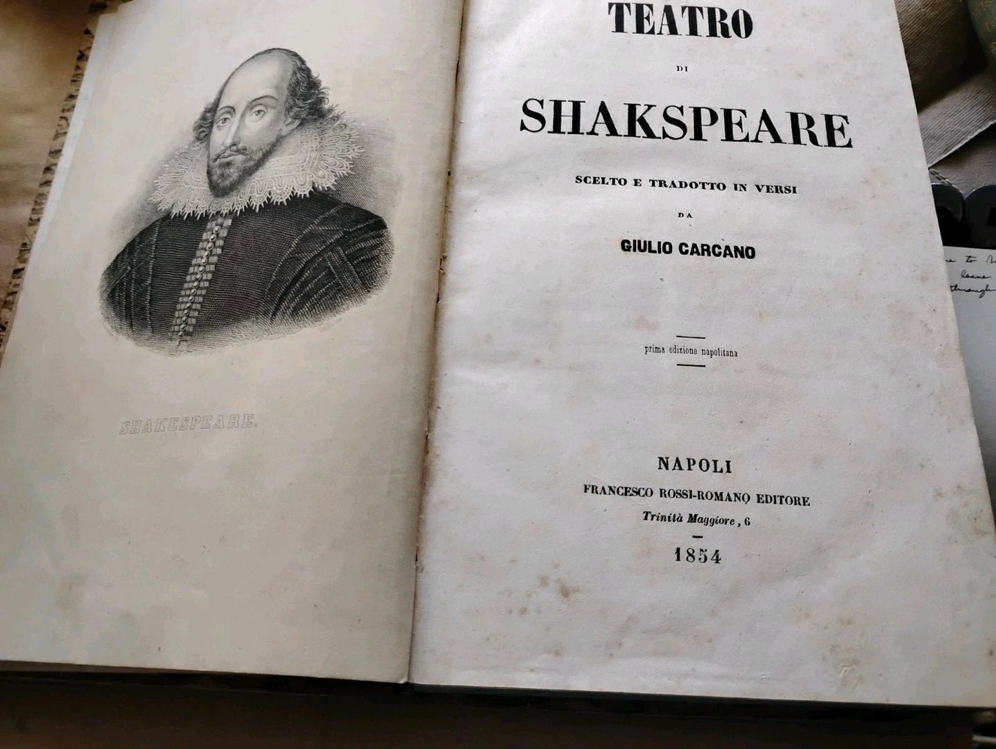 1854 Teatro di Shakespeare – Prima Edizione Napoletana | Italian Translation by Giulio Carcano - Workshop & Study