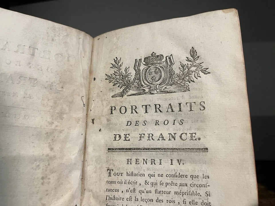 1783 Portraits des Rois de France, Tome IV – Antique French Leather Book, Kings of France