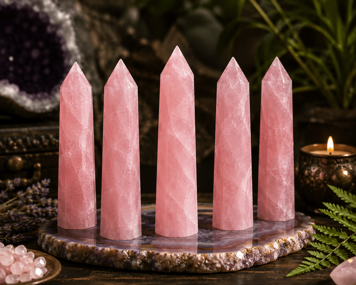 6" Natural Rose Quartz Crystal Tower Polished Healing Point Pink Obelisk - Workshop & Study
