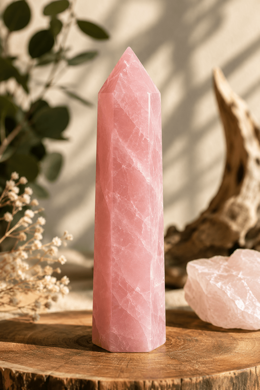 6" Natural Rose Quartz Crystal Tower Polished Healing Point Pink Obelisk - Workshop & Study