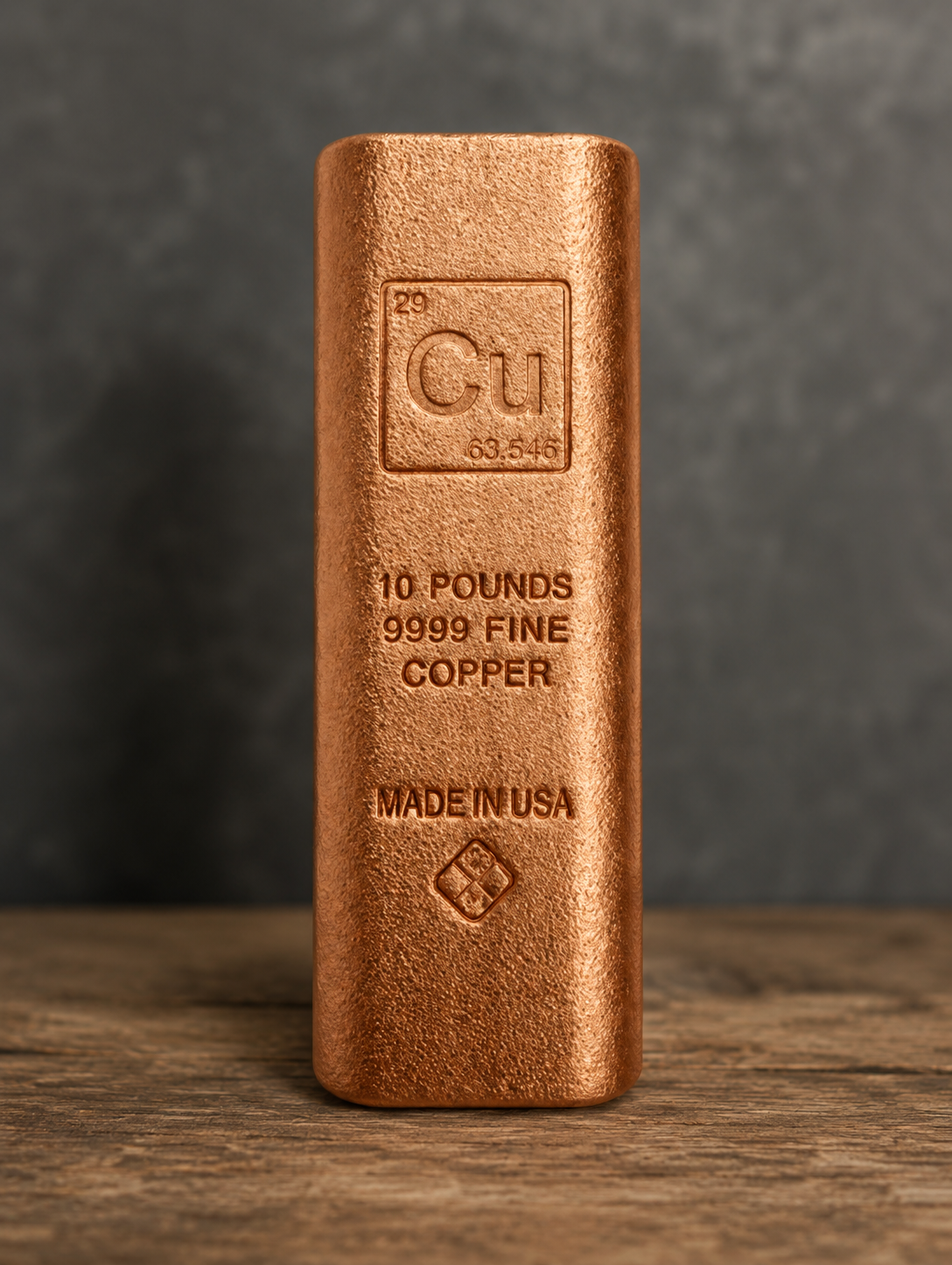 10 Pound Copper Element Bar .9999 Fine (Rounded Edges)