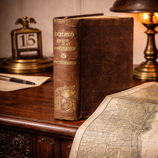 RARE 1871 Chicago and the Great Conflagration First Edition with Folding Map – Colbert & Chamberlin Illustrated Fire History