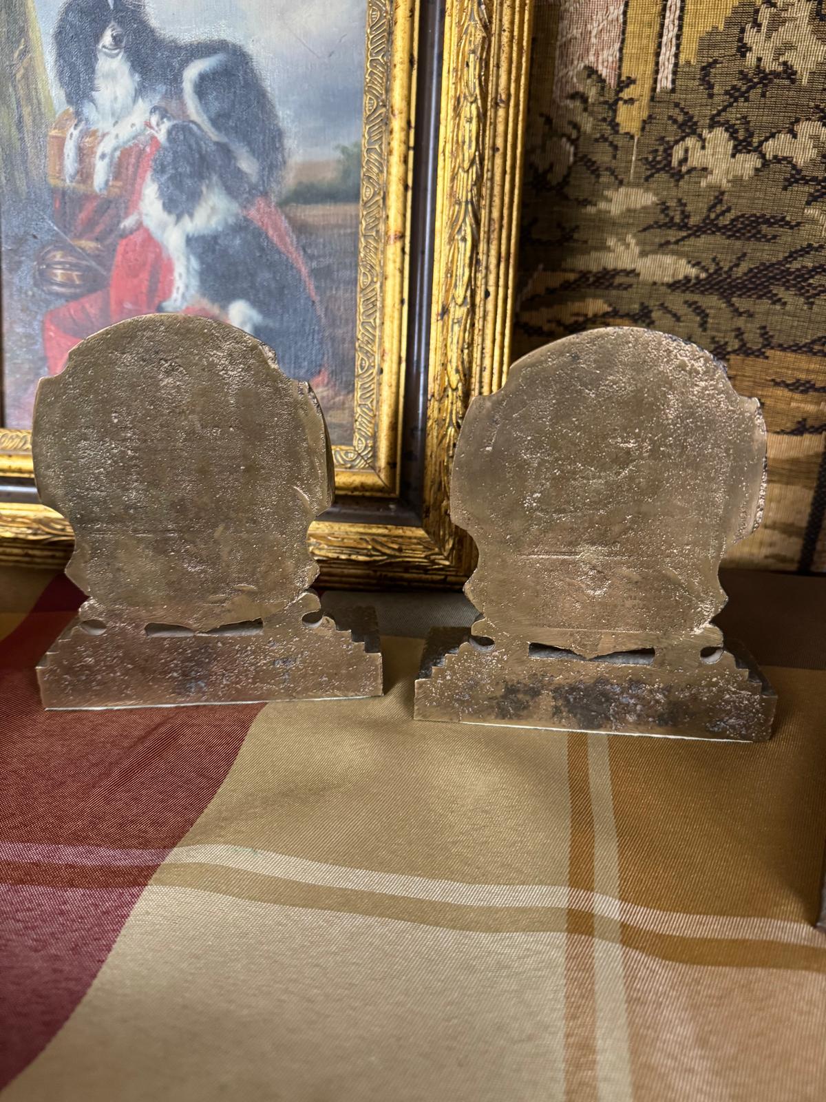 Antique Solid Brass Heraldic Bookends | Gothic European Crest | Heavy Desk & Library Decor - Workshop & Study