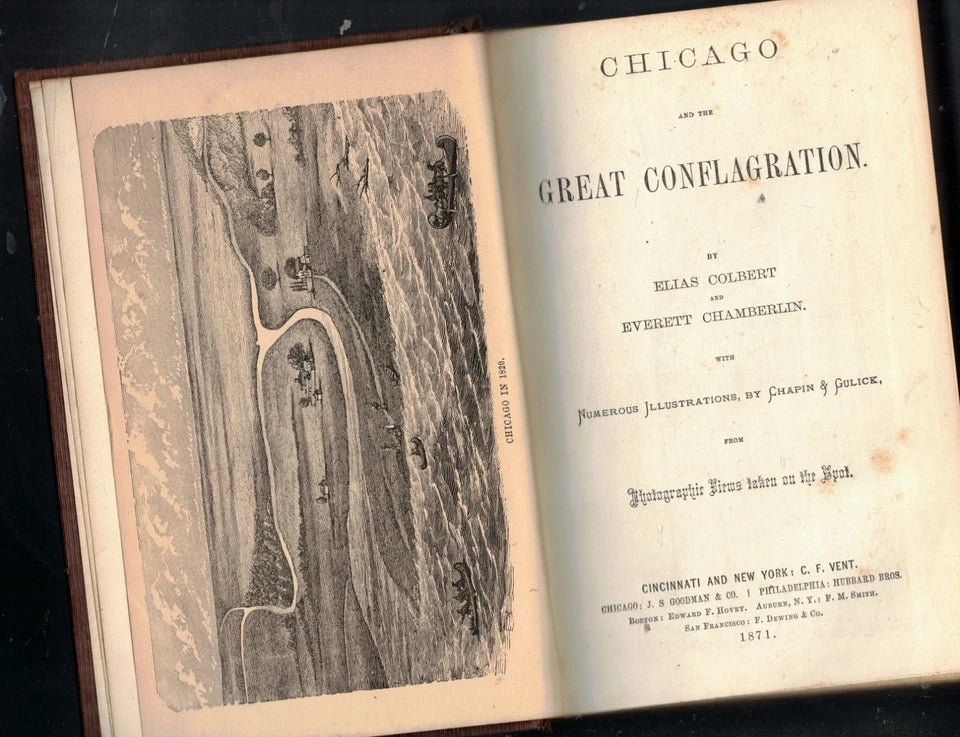 RARE 1871 Chicago and the Great Conflagration First Edition with Folding Map – Colbert & Chamberlin Illustrated Fire History - Workshop & Study