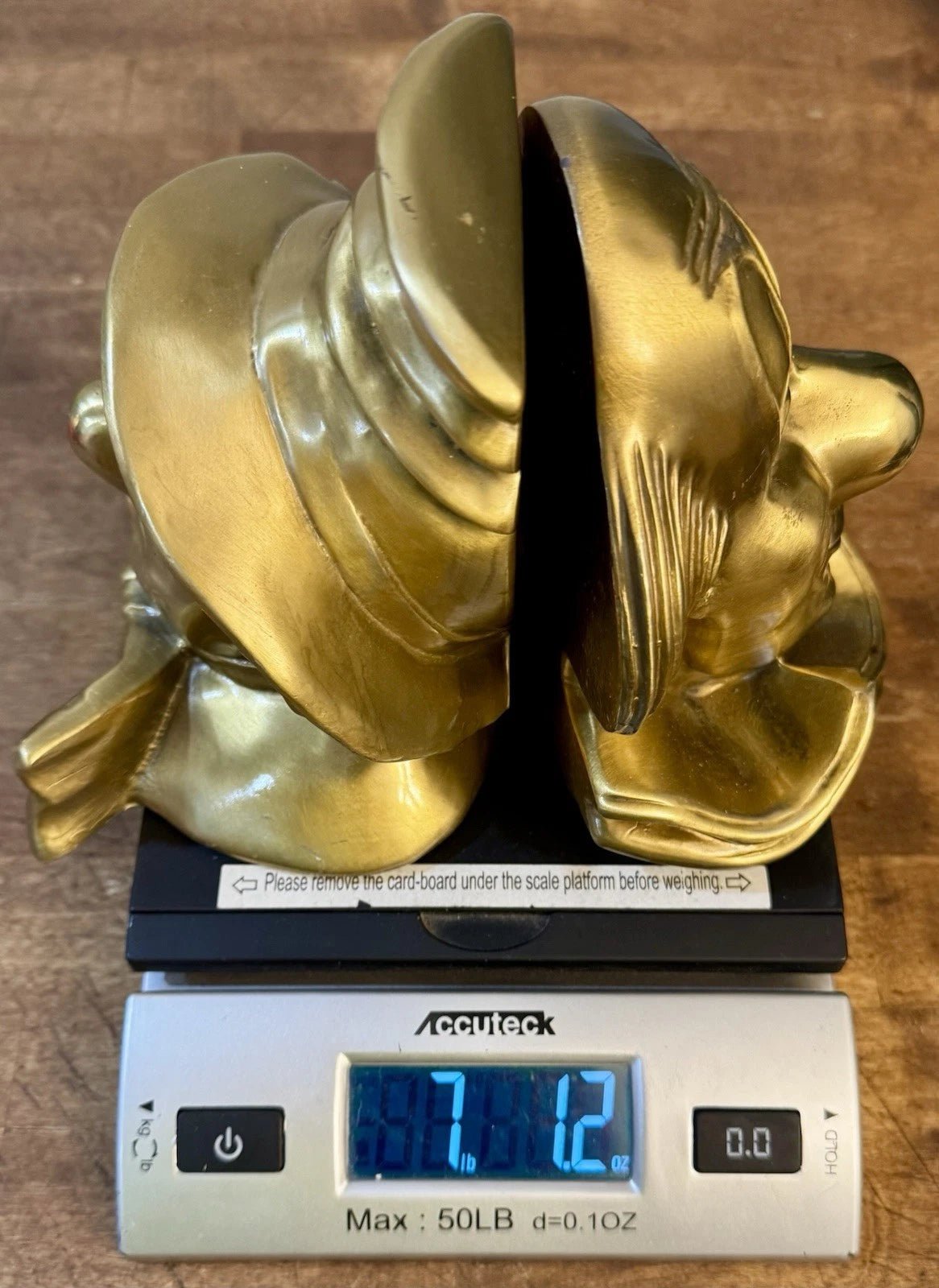 Vintage Solid Brass Clown Bust Bookends – Heavy Art Deco Style Sad Clown Sculptures (Pair, 7+ lbs) - Workshop & Study