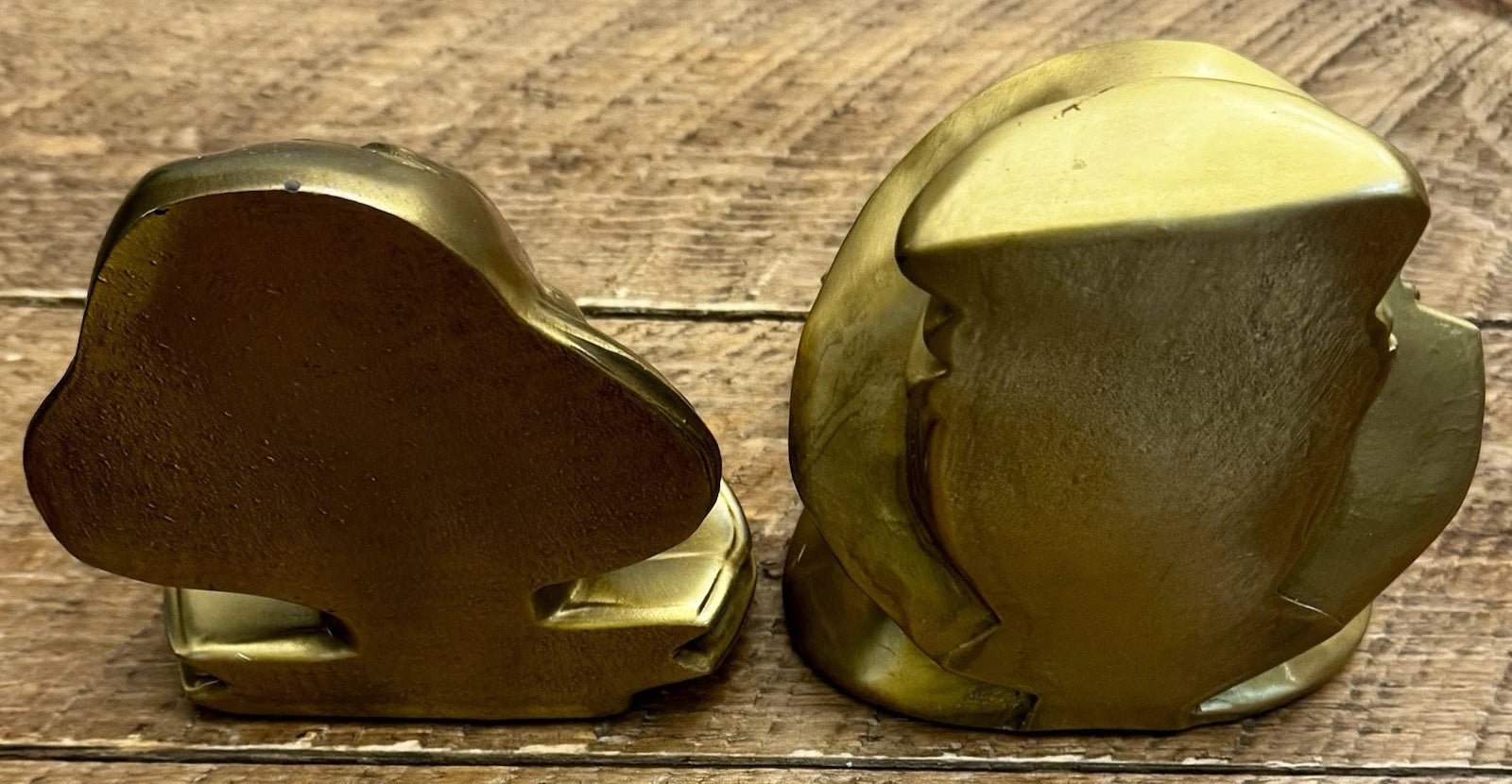 Vintage Solid Brass Clown Bust Bookends – Heavy Art Deco Style Sad Clown Sculptures (Pair, 7+ lbs) - Workshop & Study
