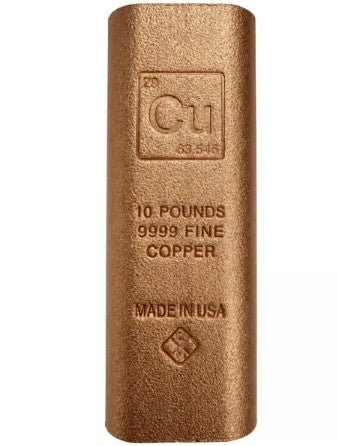 10 Pound Copper Element Bar .9999 Fine (Rounded Edges) - Workshop & Study