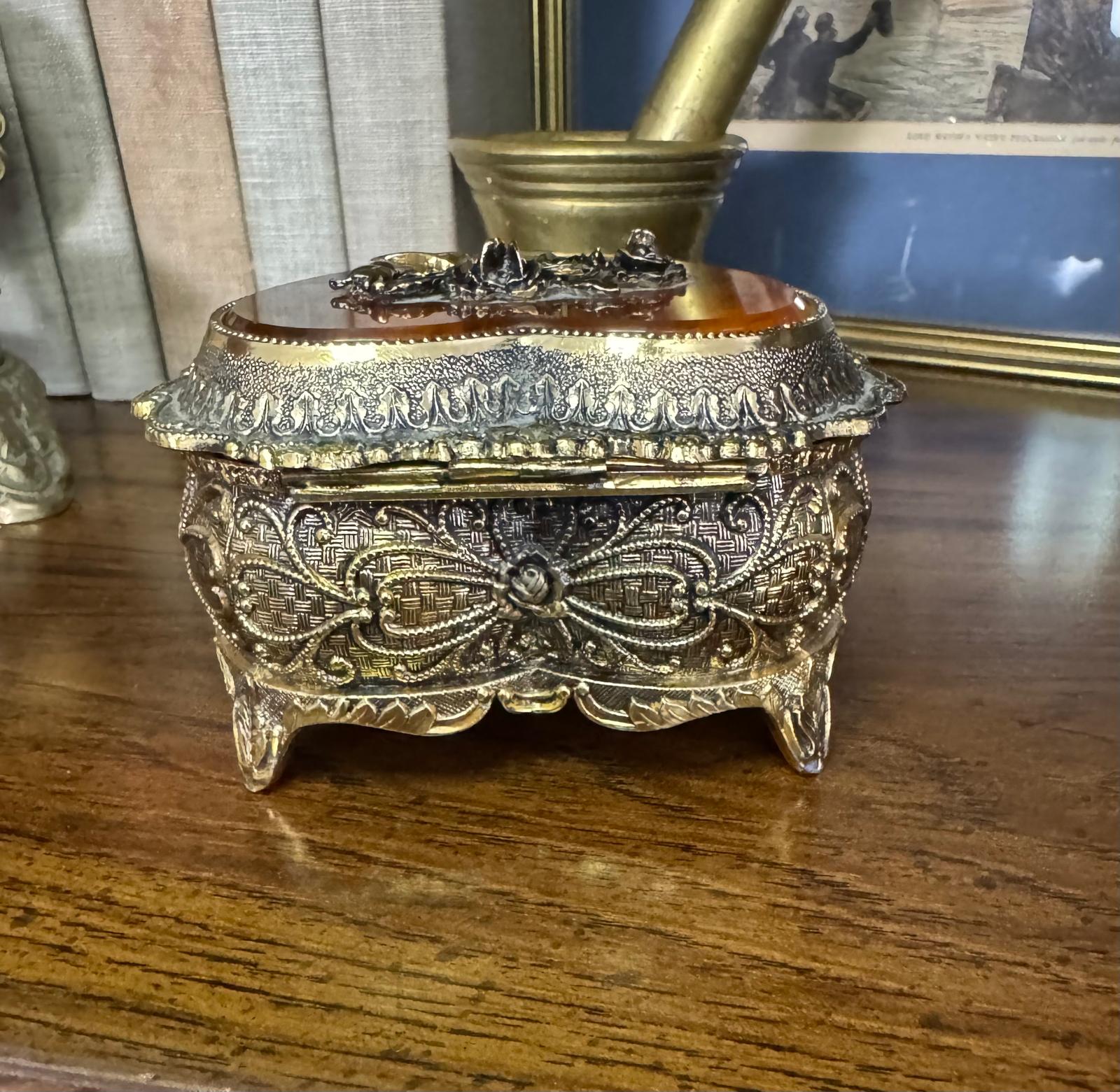 Vintage Heart - Shaped Silver Trinket Box | Ornate Jewelry & Keepsake Box - Workshop & Study