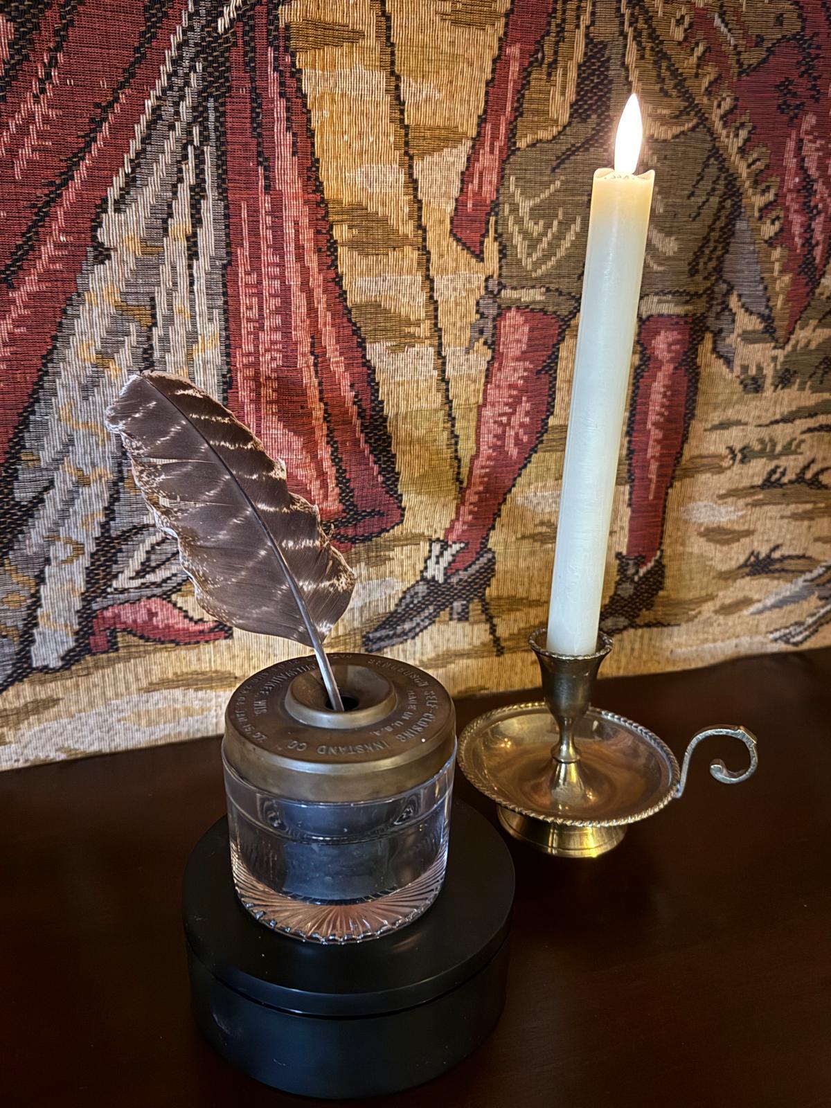 Antique 1907 Sengbusch Self - Closing Glass Inkwell with Brass Lid – Working Mechanism - Workshop & Study