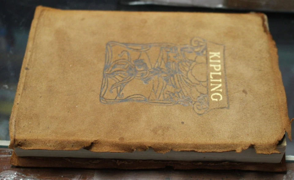 1899 The Poems of Rudyard Kipling – Antique Suede Leather Book, T.Y. Crowell & Co