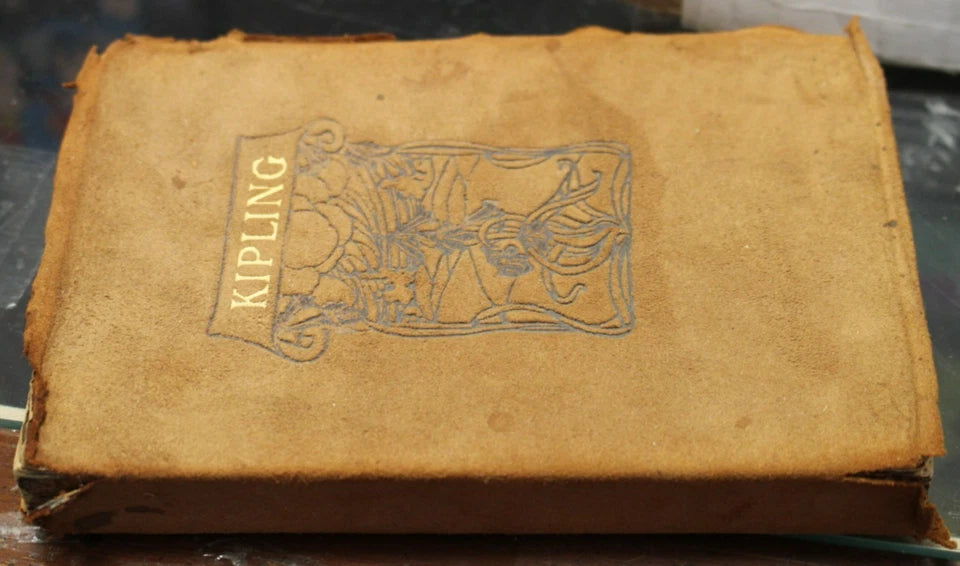 1899 The Poems of Rudyard Kipling – Antique Suede Leather Book, T.Y. Crowell & Co