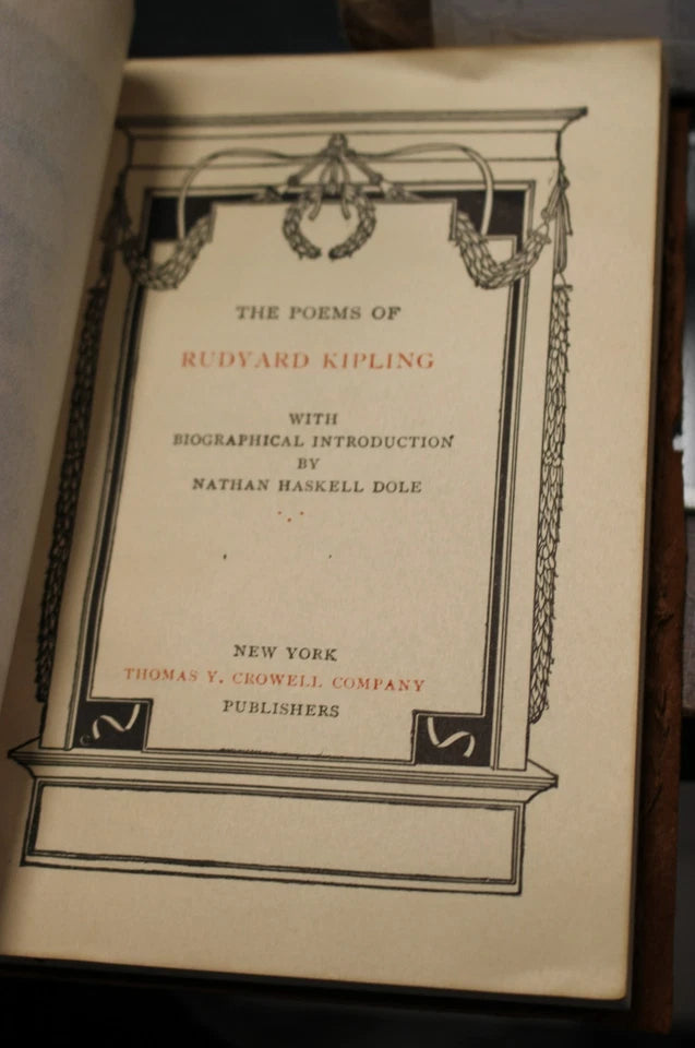 1899 The Poems of Rudyard Kipling – Antique Suede Leather Book, T.Y. Crowell & Co
