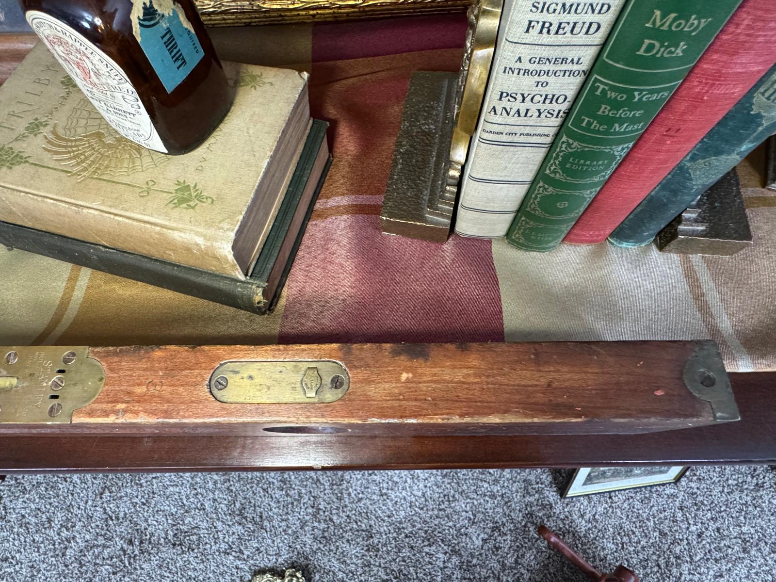 Antique Brass Bound Mahogany Spirit Level – 19th Century Surveyor Tool - Workshop & Study