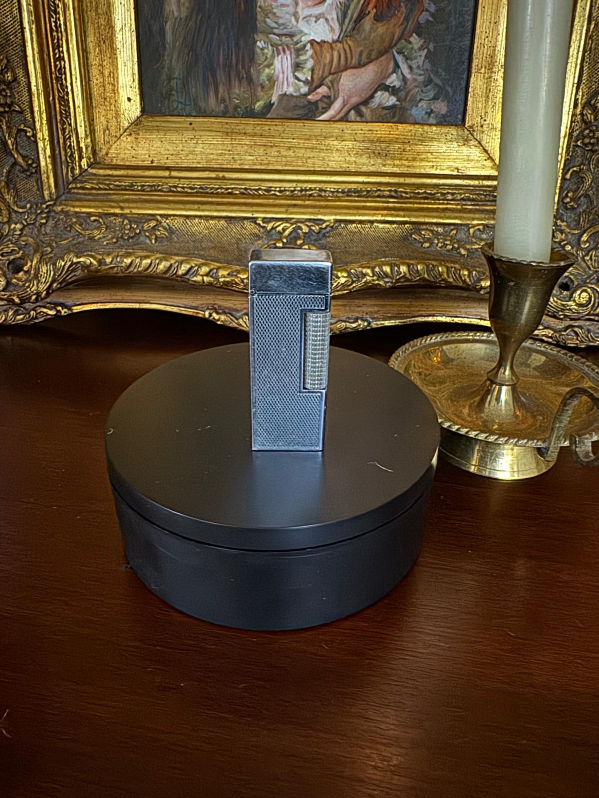 Vintage Mid - Century Metal Petrol Lighter – Engine - Turned Chrome Finish - Workshop & Study