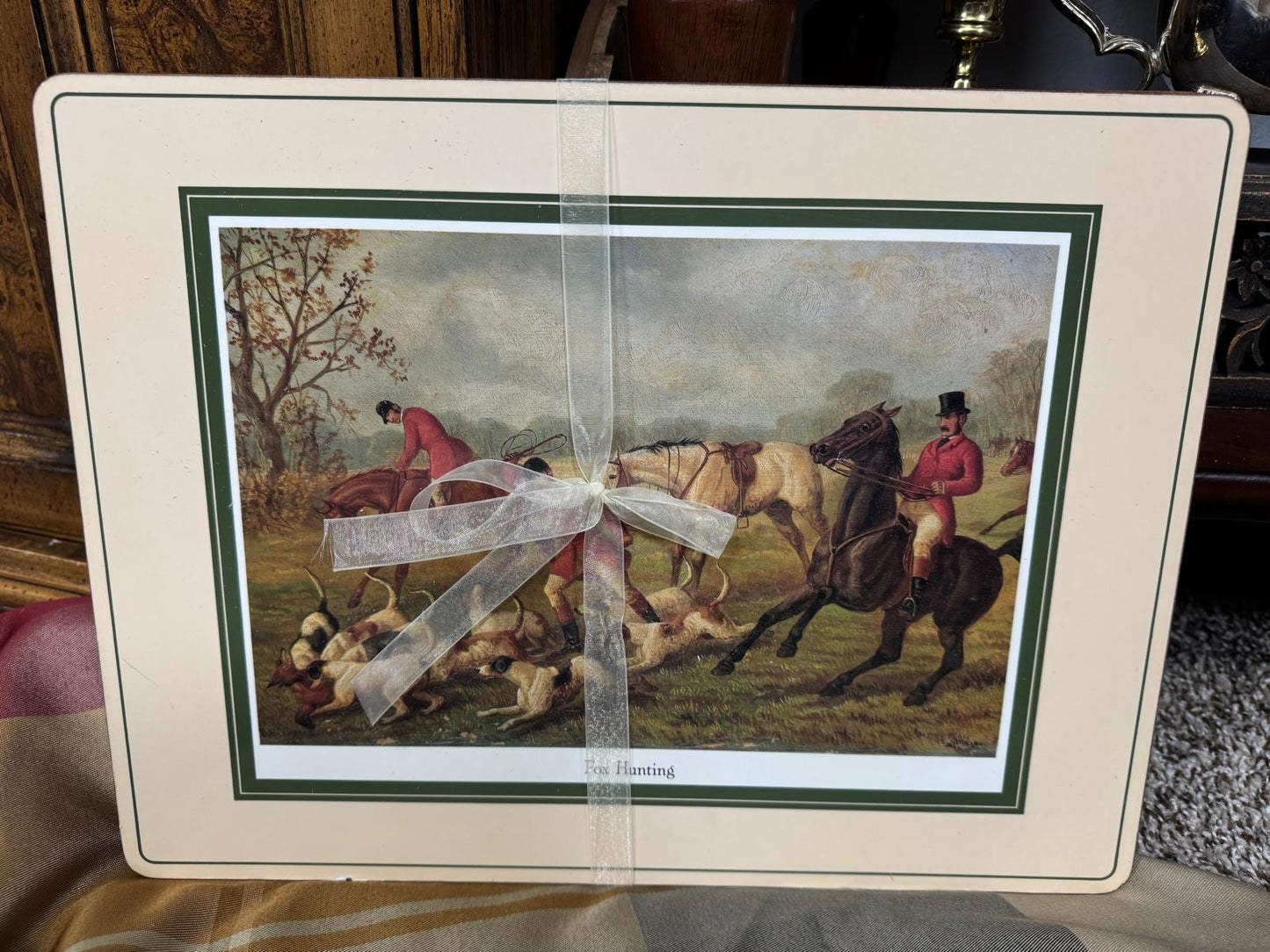 Vintage Fox Hunting Collectible Placemats – Set of 4 | Classic British Equestrian Scenes - Workshop & Study
