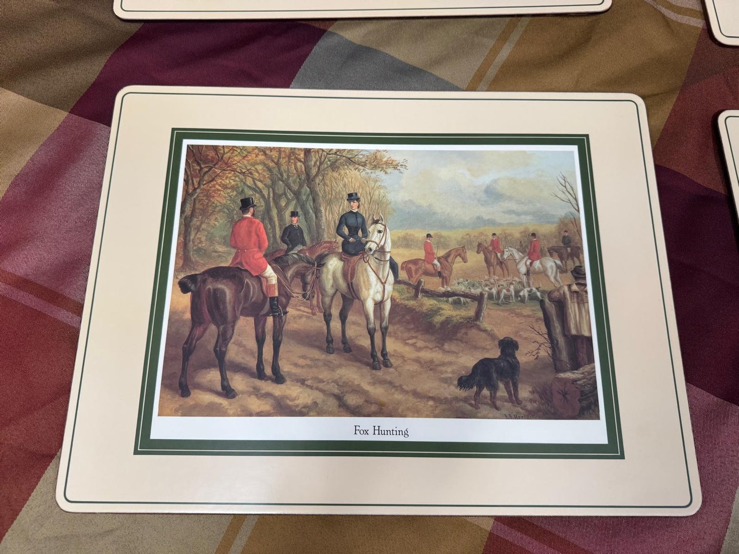 Vintage Fox Hunting Collectible Placemats – Set of 4 | Classic British Equestrian Scenes - Workshop & Study
