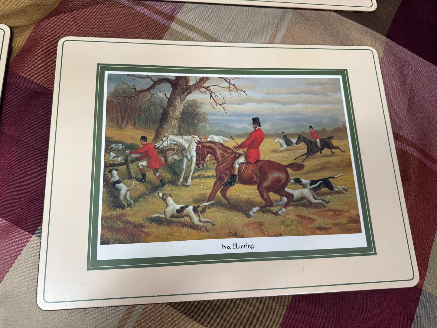 Vintage Fox Hunting Collectible Placemats – Set of 4 | Classic British Equestrian Scenes - Workshop & Study