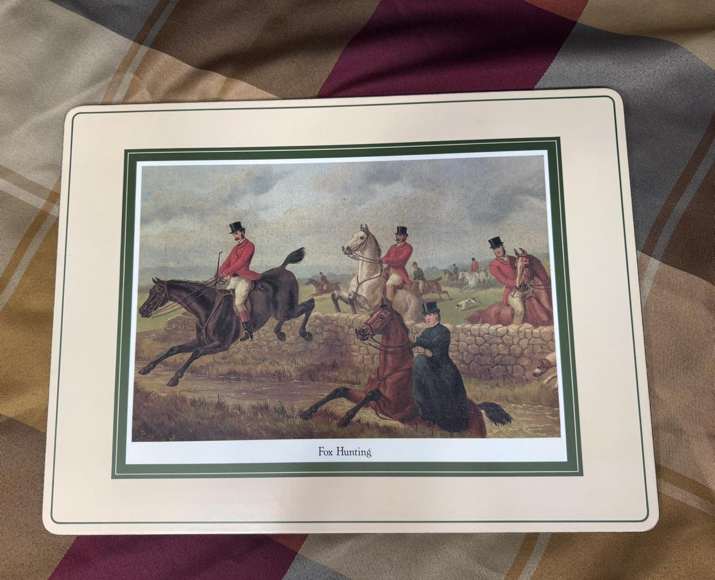 Vintage Fox Hunting Collectible Placemats – Set of 4 | Classic British Equestrian Scenes - Workshop & Study