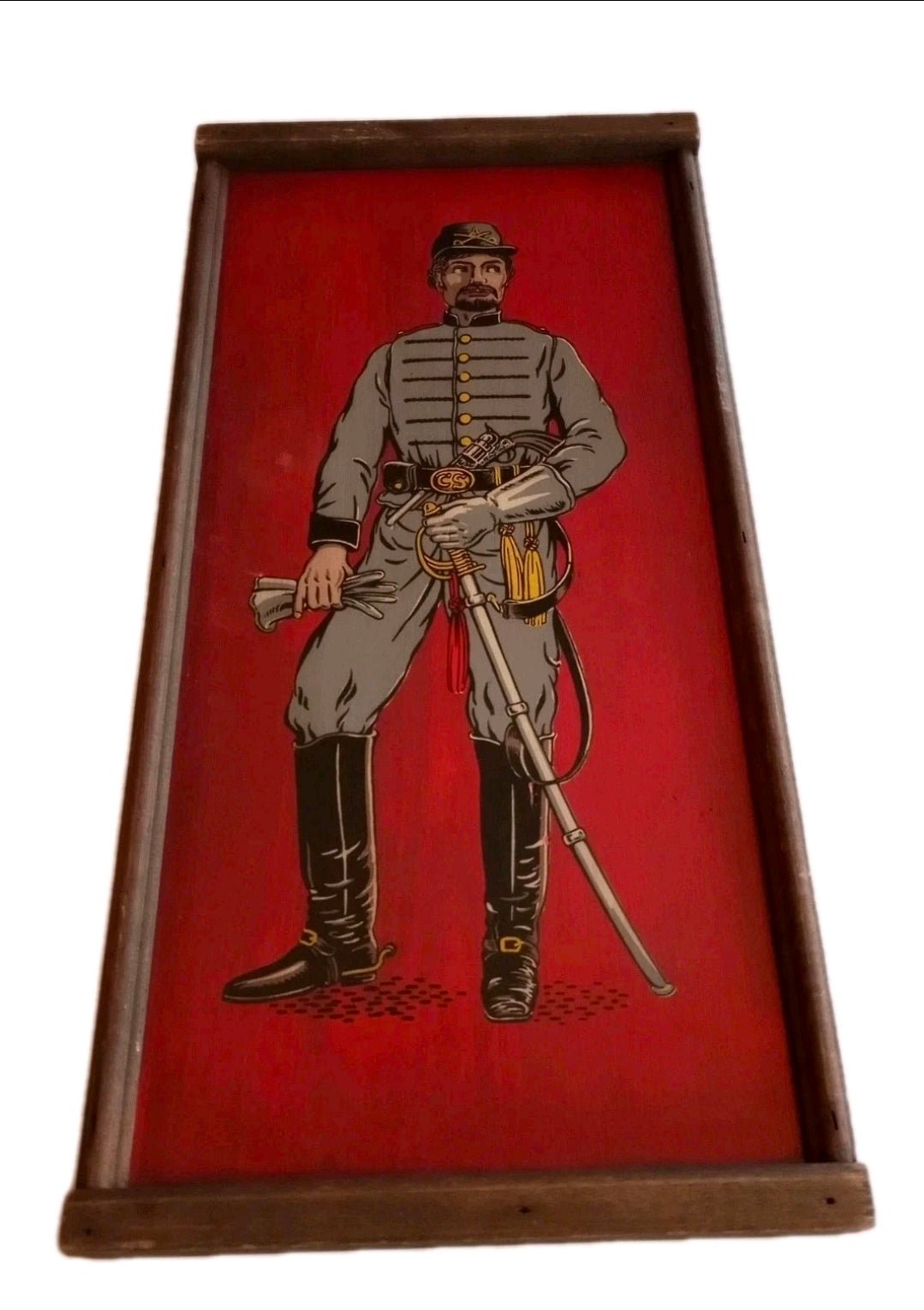 Vintage Yorkraft Civil War Soldier Wall Plaque – Hand - Painted Wood, York PA, c. 1960s - Workshop & Study