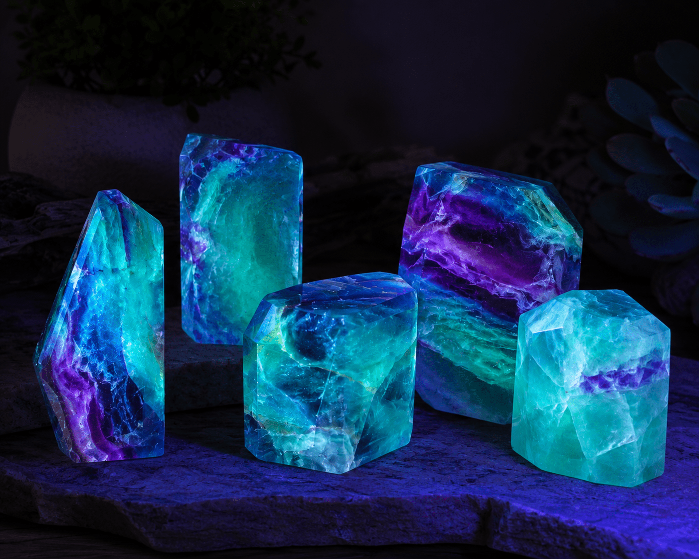 UV Reactive Fluorite Freeform | Random Pick | Natural Crystal Display Stone 2.5–4.5" - Workshop & Study