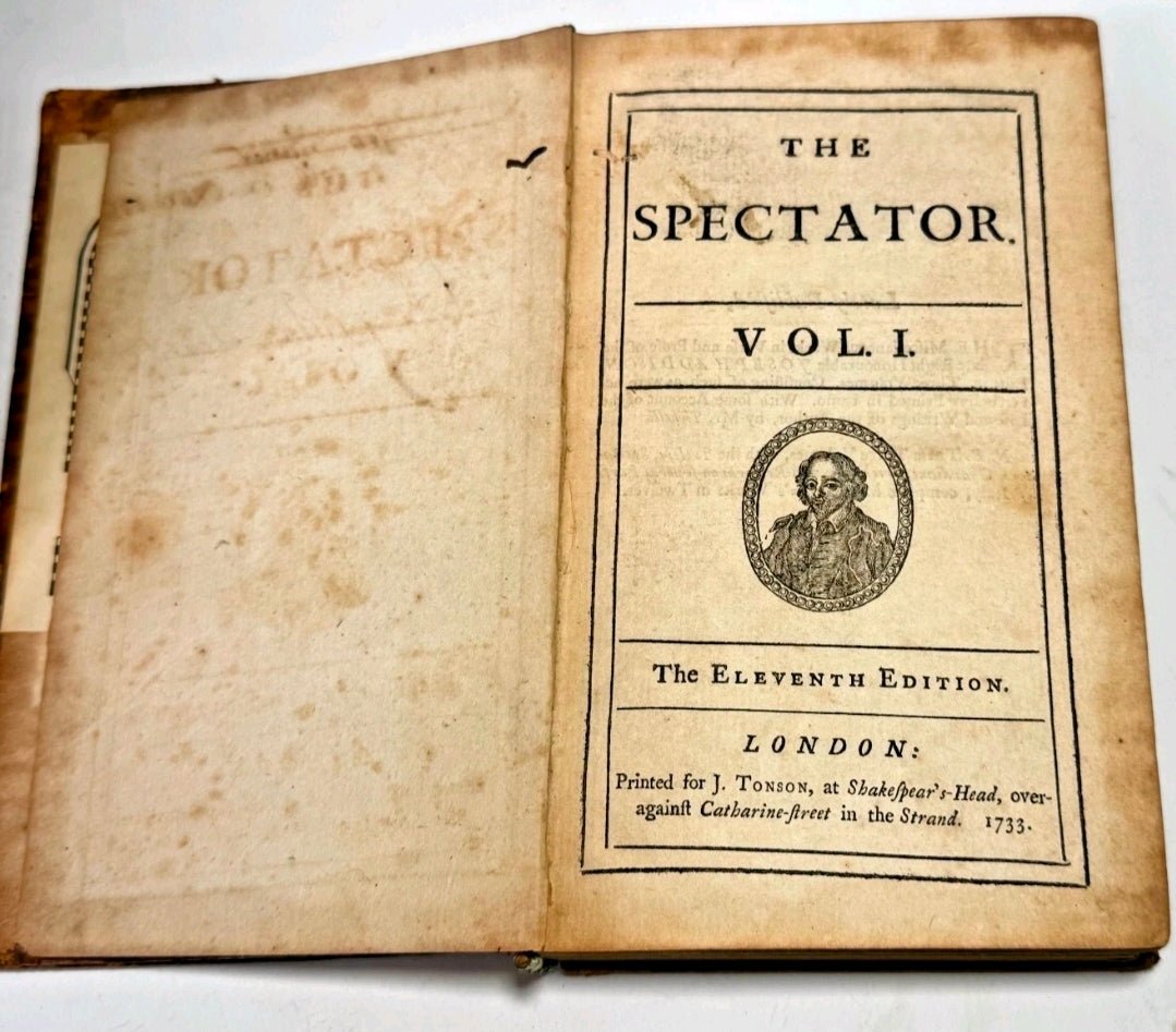 The Spectator – Eleventh Edition, 1733 Complete Eight-Volume Set Antique Collectible - Workshop & Study