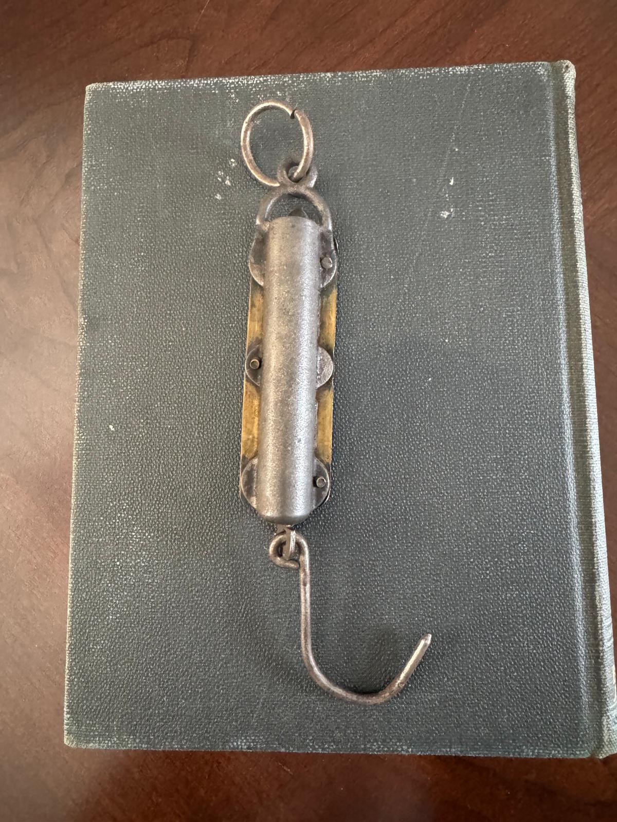 Antique Excelsior Improved Spring Balance Scale, Brass Hanging Scale with Hook, Vintage Pocket Scale Tool