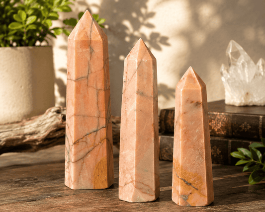 Large Pink Stone Crystal Tower Set | 3 Polished Points | 10", 9" & 8" | 5.96 lbs - Workshop & Study