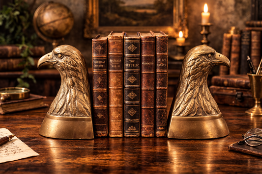 Vintage Brass Eagle Bookends by Decorative Crafts Inc. – Sculptural Mid-Century Library Decor