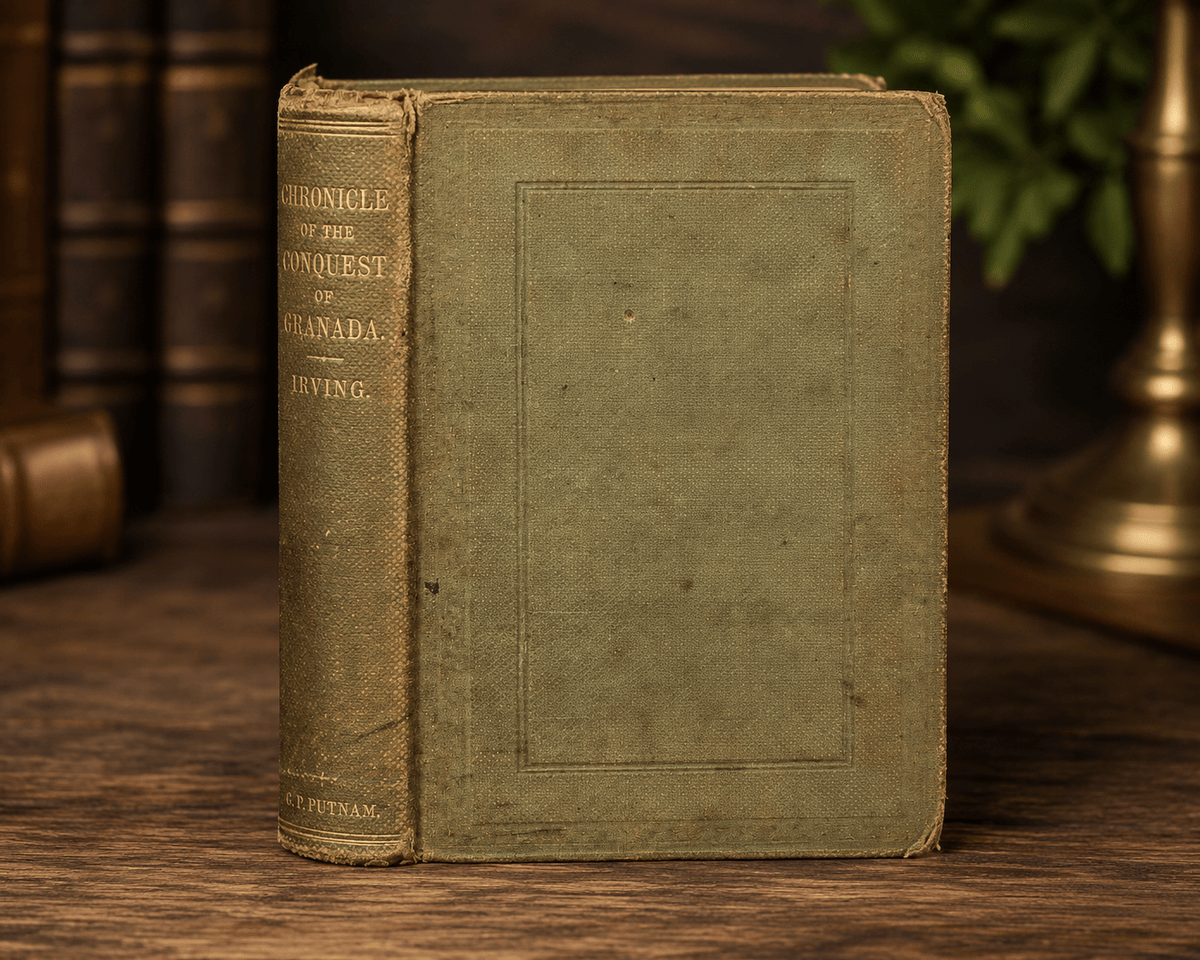 1859 Chronicle Conquest of Granada Washington Irving G.P. Putnam Antique Book - Workshop & Study