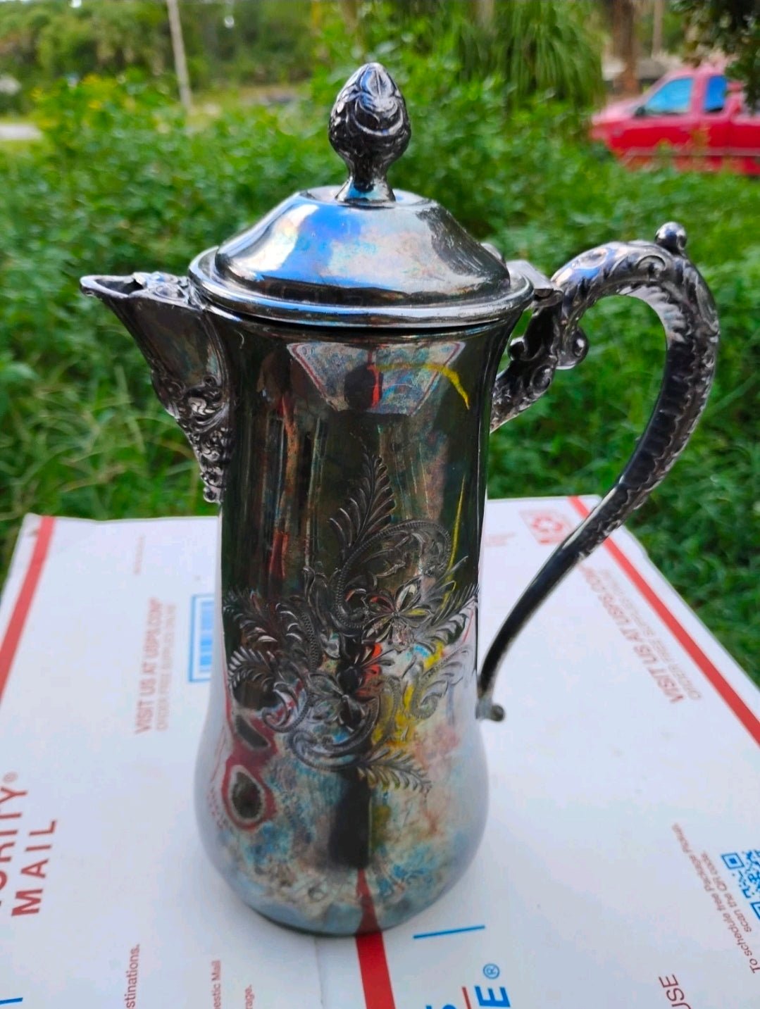 Antique E.G. Webster Silverplate Coffee Pot – Victorian 9" Tall W217 c. 1890 - Workshop & Study