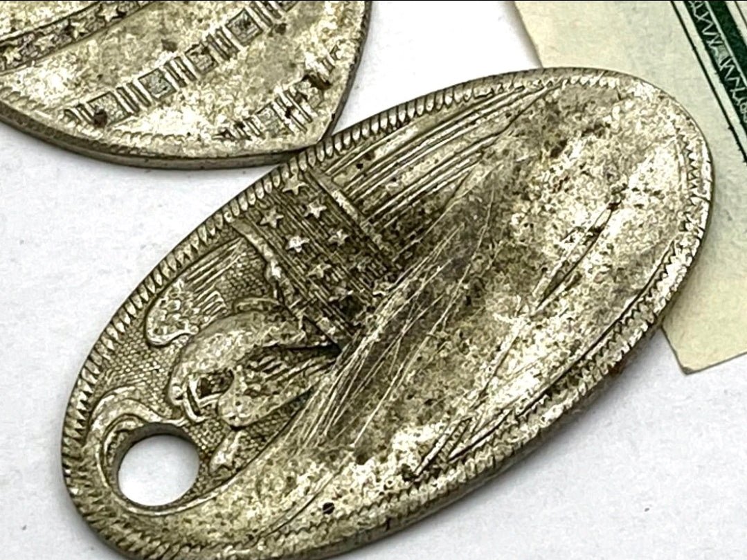 Civil War Blank ID Tags – Eagle Shield & Oval Brass Sutler Stock, Unissued c.1860s - Workshop & Study