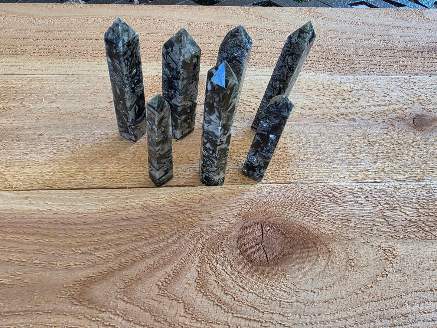 Black Flower Agate Crystal Tower | Random Pull | Natural Polished Point 4–6" - Workshop & Study
