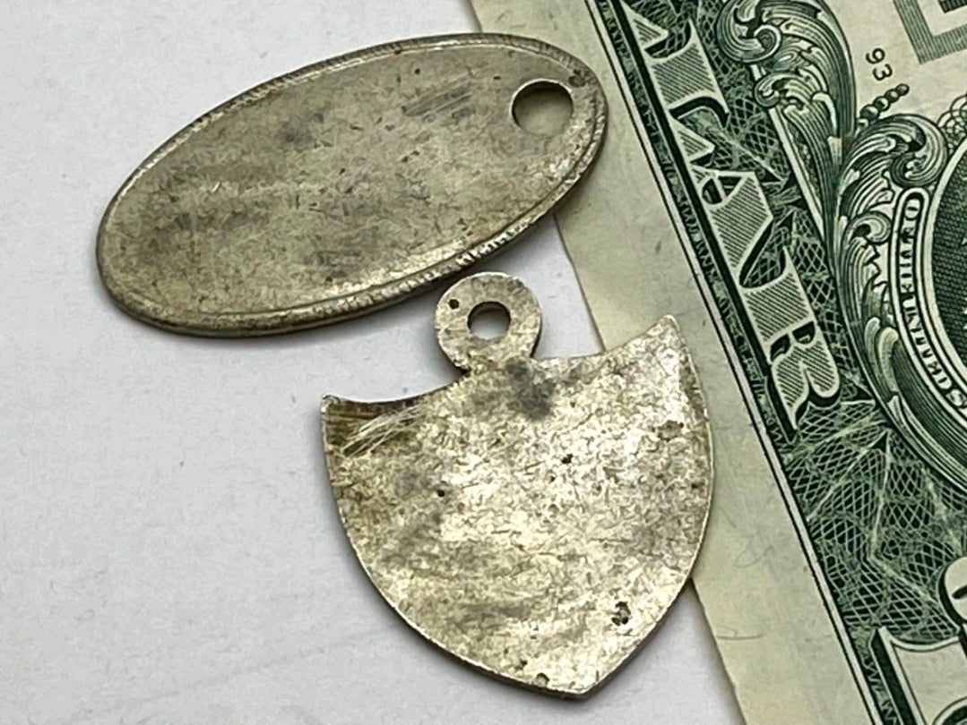 Civil War Blank ID Tags – Eagle Shield & Oval Brass Sutler Stock, Unissued c.1860s - Workshop & Study