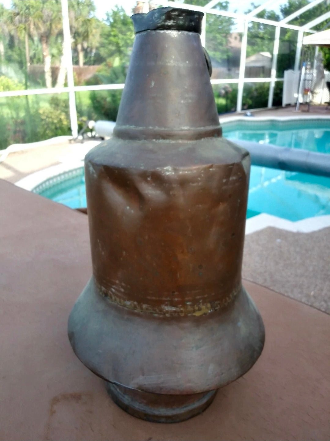 Antique Copper Insulated Jug with Lid c.1900 Industrial Primitive Farm Vessel 18” Tall - Workshop & Study