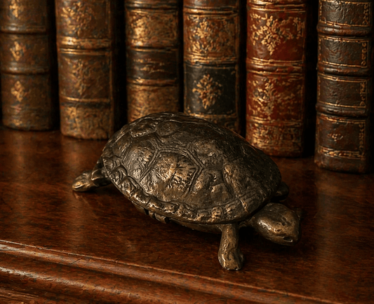 Antique Brass Turtle Figurine Paperweight trinket box, Vintage Cast Metal Tortoise jewelry box, Desk Decor, the best aging and patina - Workshop & Study