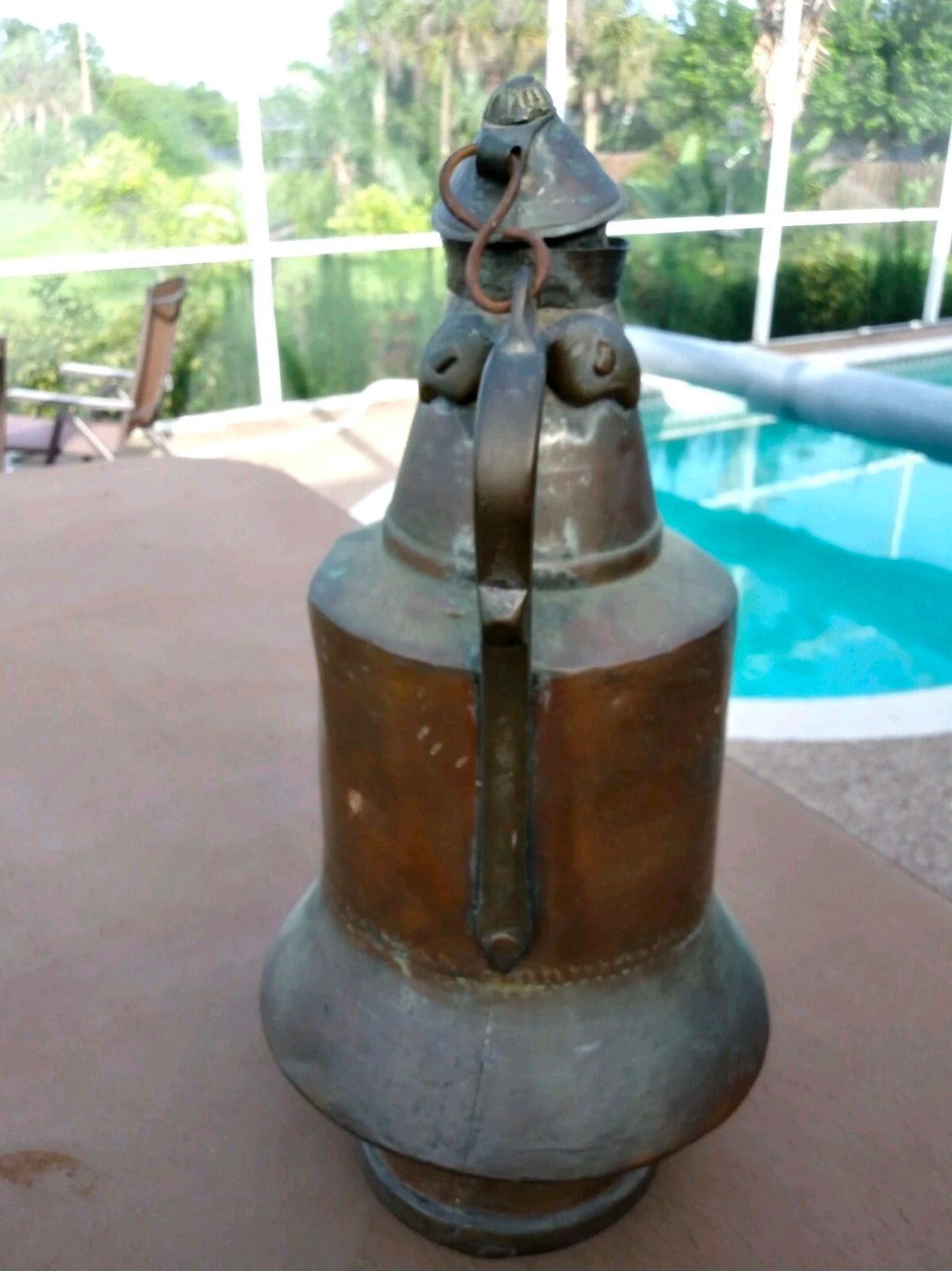 Antique Copper Insulated Jug with Lid c.1900 Industrial Primitive Farm Vessel 18” Tall - Workshop & Study