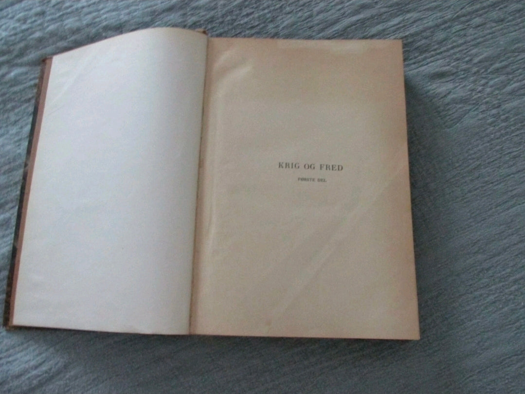 Antique Leo Tolstoy War and Peace Danish Krig og Fred Leather Bound 3 volume c1890