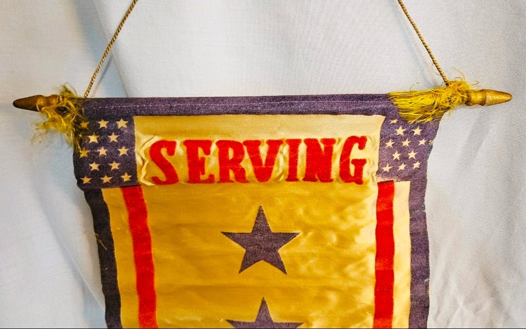World War I Patriotic Silk Textile Set – “Serving Our Country” Banner & “Remember Me” Pillow Cover (c. 1917–1919) - Workshop & Study