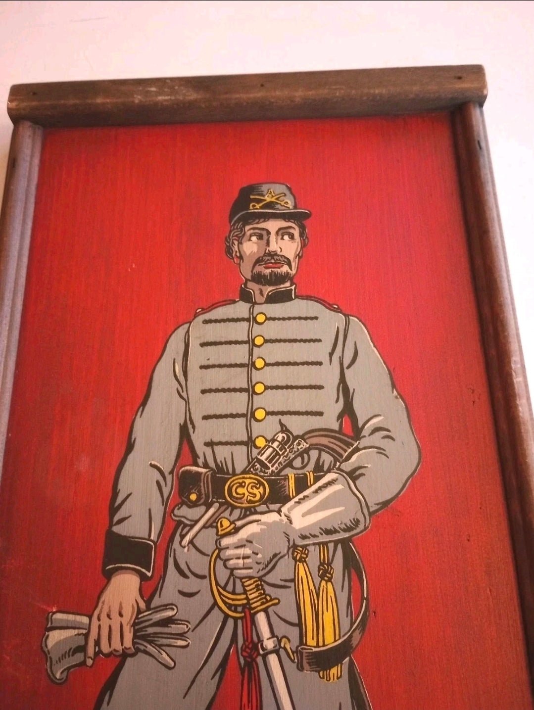 Vintage Yorkraft Civil War Soldier Wall Plaque – Hand - Painted Wood, York PA, c. 1960s - Workshop & Study