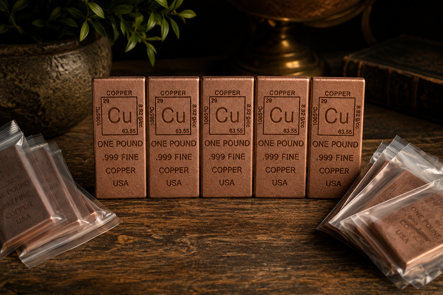 1 LB .999 Fine Copper Bullion Bar - Element Design - USA - Investment Grade Ingot