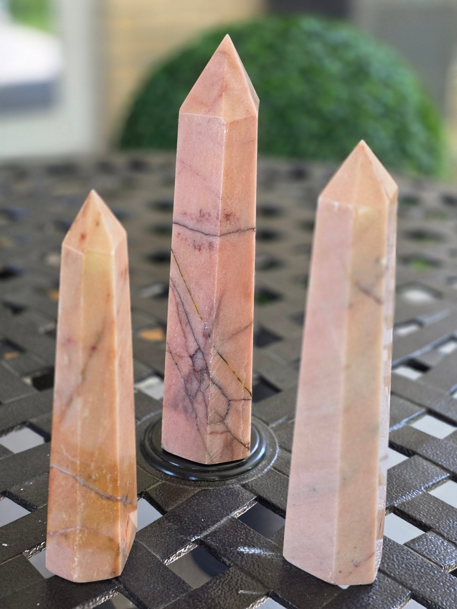 Large Pink Stone Crystal Tower Set | 3 Polished Points | 10", 9" & 8" | 5.96 lbs - Workshop & Study