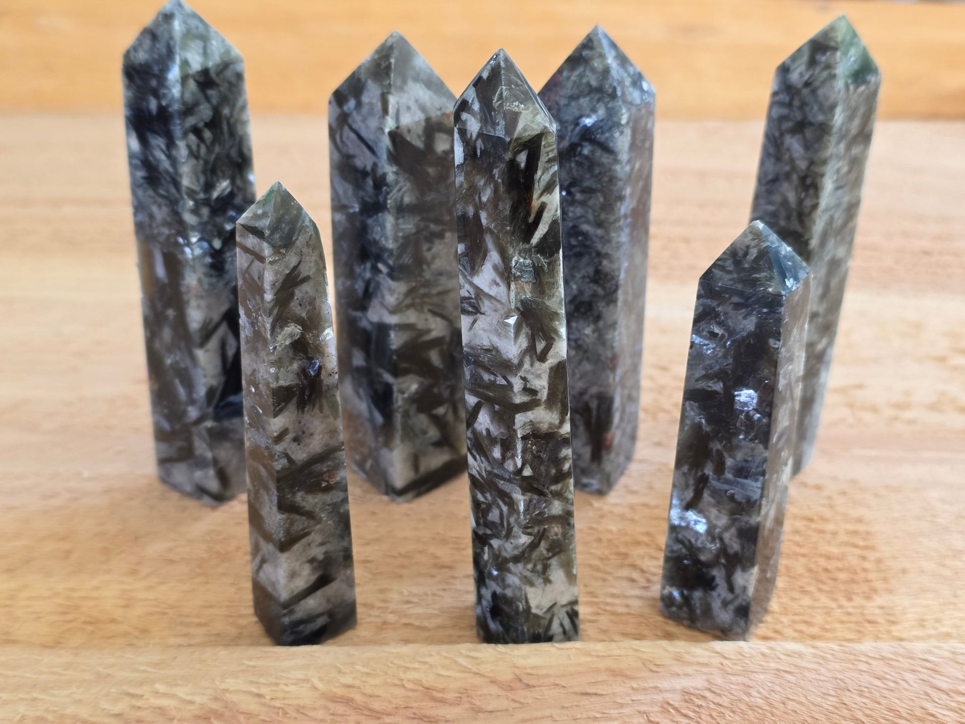 Black Flower Agate Crystal Tower | Random Pull | Natural Polished Point 4–6" - Workshop & Study