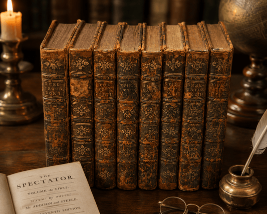 The Spectator – Eleventh Edition, 1733 Complete Eight-Volume Set Antique Collectible - Workshop & Study