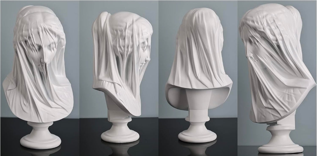 Veiled Lady Bust Statue White Marble Look Sculpture Classical Greek Roman Home Decor