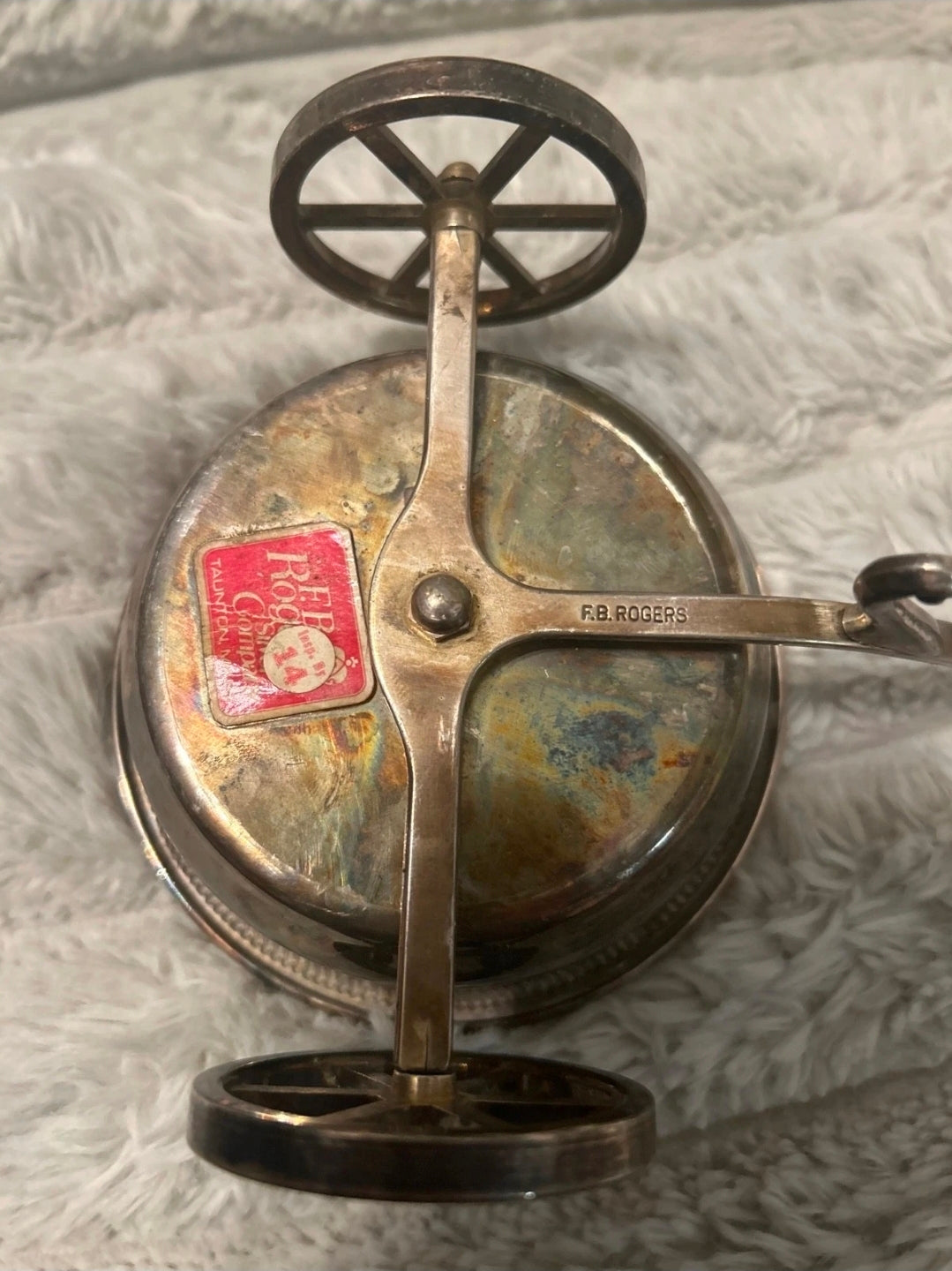 Vintage F.B. Rogers Silverplate Wheelbarrow Wine Bottle Holder / Wine Coaster