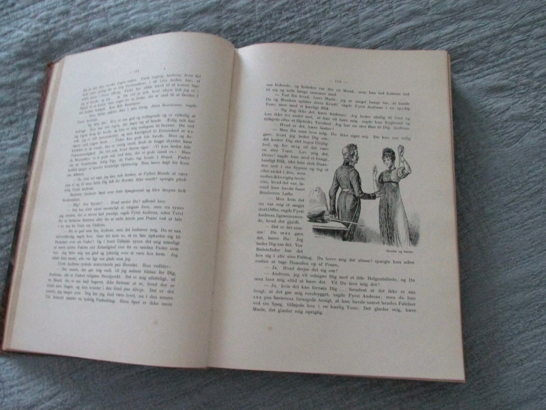 Antique Leo Tolstoy War and Peace Danish Krig og Fred Leather Bound 3 volume c1890